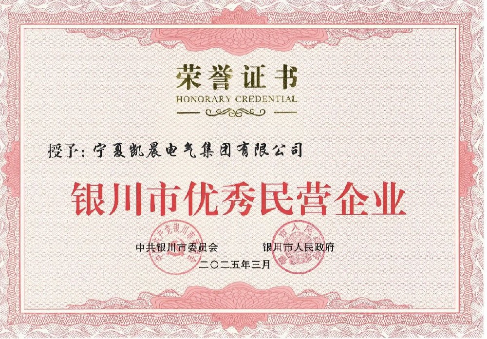 喜报！宁夏凯晨电气集团荣膺银川市优秀民营企业称号